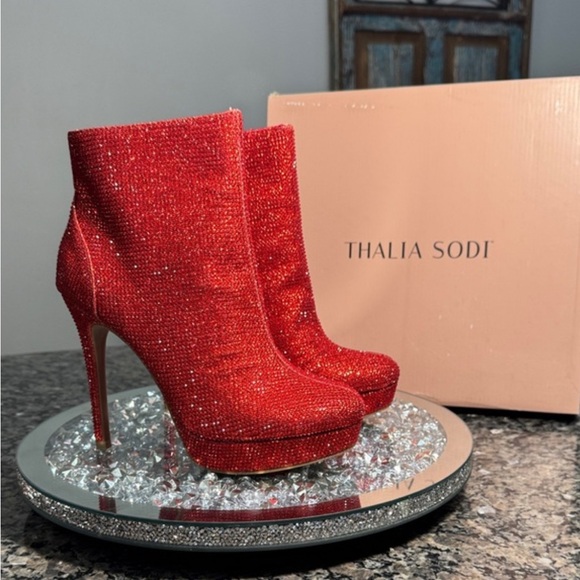 Thalia Sodi Shoes - NIB Thalia Sodi Sparkling Red Heeled Boots Perfect for V Day NWT